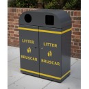 MK2 Double Litter Bin – Dual 75L Waste & Recycling Unit K2 Double Litter Bin with dual compartments for litter and recycling